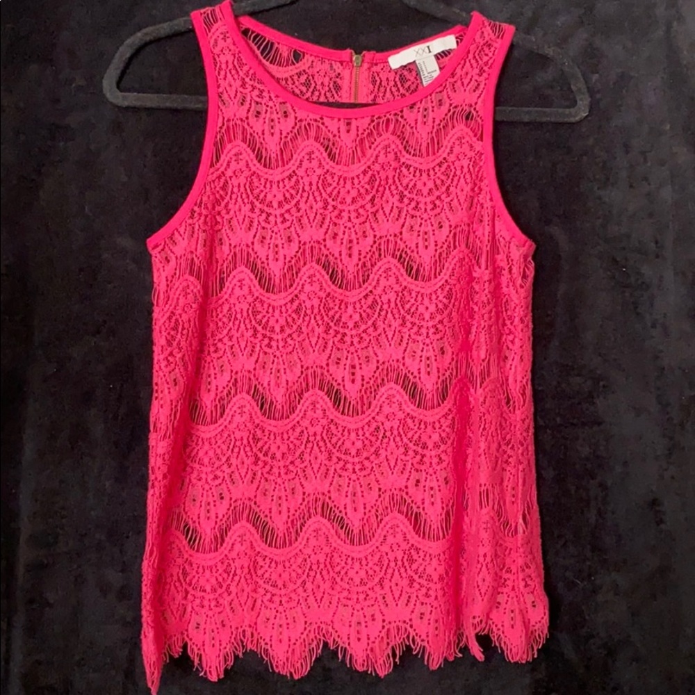 Pink lace tank top